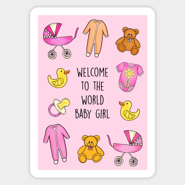 Welcome to the world baby girl Sticker by Poppy and Mabel